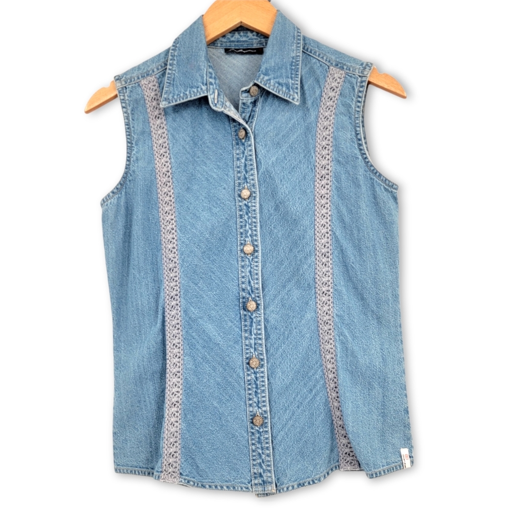 Bill Blass Denim Button Down Tank